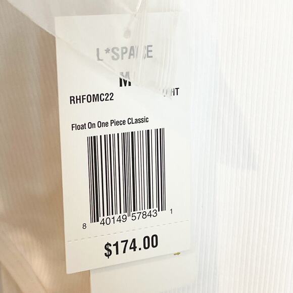 L*space Ribbed Float on One Piece Swimsuit White Size M NWT - Picture 9 of 10